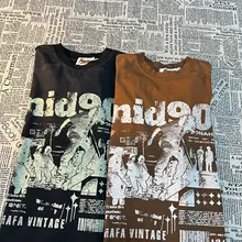 アメリカンレトロ風グラデーションタイダイプリント半袖Tシャツ【ユニセックス・ルーズフィット・ストリートファッション】