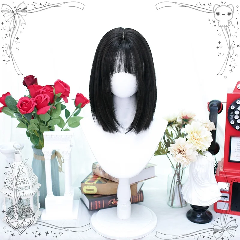 ロリータ肩までの長い髪「風鈴」ウィッグ：自然なスタイルを実現するナチュラルブラックヘアネットワーク