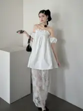 花柄メッシュ柄のマキシドレス【デザイン・チューブトップ】