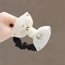 シンプルな印象のバタフライリボン付きヘアゴム【メッシュ・夏用・上品なデザイン】