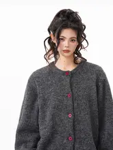 羊毛混紡カーディガン【男女兼用・無地・ビンテージスタイル・冬用】