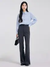洗練された印象のブルーシャツ【女性用・ビジネス・面接・通勤】