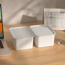 デスク用収納ボックス【蓋付き・防塵・プラスチック製・雑貨やお菓子、おもちゃの整理に最適】