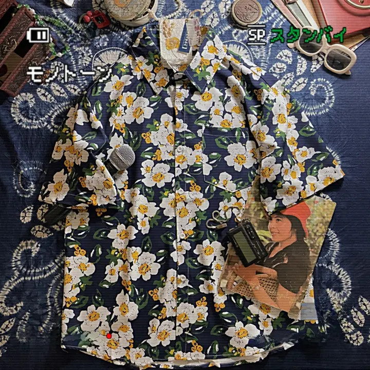 ALOHA レトロハワイアンペア半袖花柄シャツ