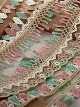 カラフルなポリエステル刺繍レース【手作り服飾・民族風デザイン】