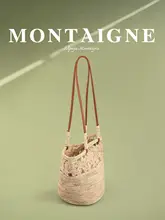 南仏風 バケツ型かごバッグ【肩掛け・編み込みデザイン・  草素材】