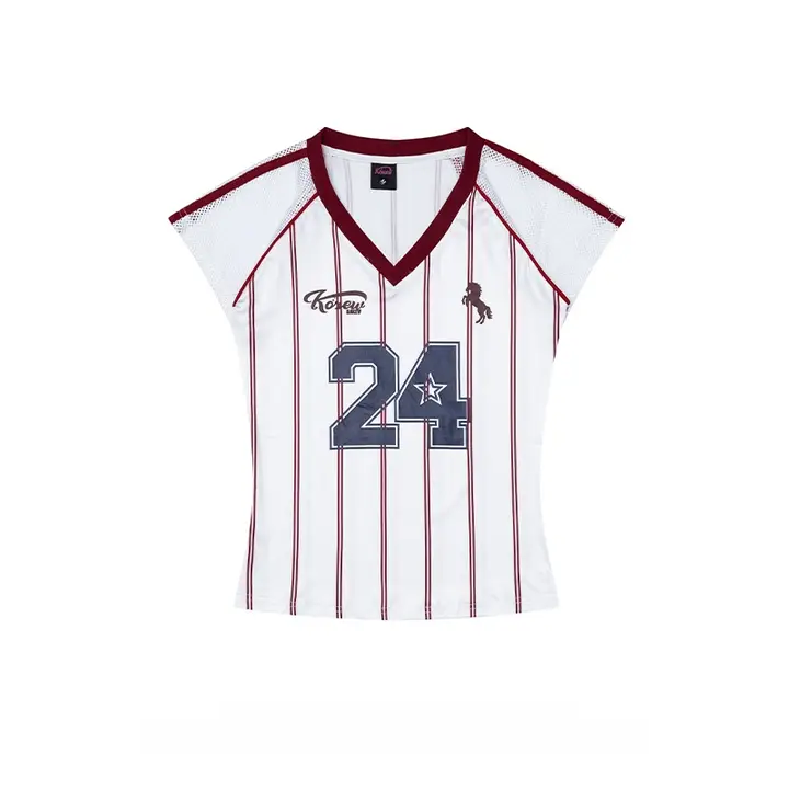 メッシュデザインのショートスリーブTシャツ【アメリカンスタイル・フラットな印刷・女性用・夏用】