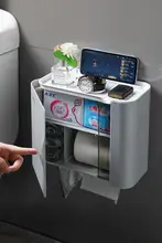 穴あけ不要の防水トイレットペーパー収納ボックス【壁掛けタイプ・衛生的・便利】