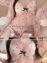 甘くて可愛い！アイスシルクのセクシーなパジャマ【春夏用・吊り胸パッド付き・極上の柔らかさ・家着】（セットアップ対応）
