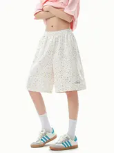 星柄プリント ショートパンツ【男女兼用・刺繍・ワイド・フィット・夏用】（セットアップ対応）