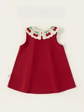 可愛いチェリー刺繍の女児用タンクトップワンピース【ノースリーブ・ドロップカラー・子供用】