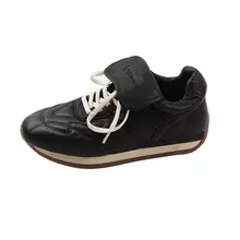 春秋用カジュアルスニーカー【深口・中ヒール・内蔵ヒール・ブラック】