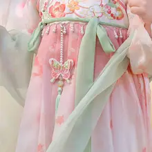 可愛いウサギのパール飾り付き女の子用古風コスチューム【漢服・旗袍デザイン】