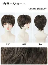 短めのウィッグ【中性スタイル・冷たいブラウン・ショートカール・リアルな質感・フルヘッドタイプ】