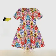 夏用全綿プリント膝丈ドレス【Liberty柄・抗皺加工・子供用】