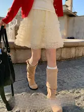 透け感のあるフラワーレーススカート【ふんわりシルエット・女性用・カジュアルデザイン】