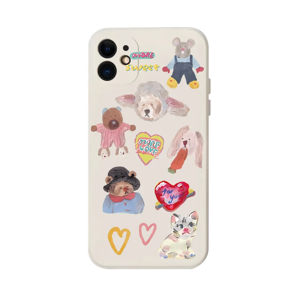 全包の液体シリコン製カートゥーンイラストスマホケース【対応機種多数】