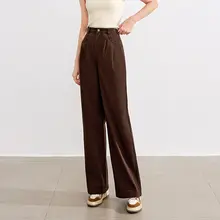 ハイウエストデニムパンツ【ゆったりシルエット・通勤用・女性用】（セットアップ対応）
