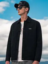 極上の柔らかさの純綿ワークジャケット【フラップカラー・カジュアル・ブラック】