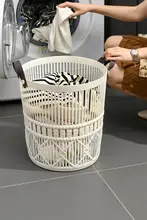 大容量ハロウ洗濯カゴ【衛生的・バスルーム用・空褶デザイン】