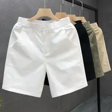 カジュアル白色ハーフパンツ【夏用・薄手・ストレートシルエット】
