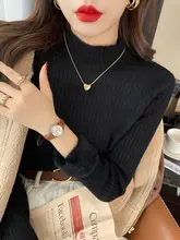 加绒加厚ハイネックニットトップス【秋冬用・保温・極上の柔らかさ】（セットアップ対応）