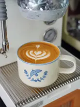 手作りコーヒーカップ【景徳鎮陶器・マグカップ・レトロ青花デザイン】（セットアップ対応）