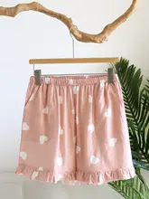 爽やかで通気性のある二重ガーゼショートパンツ【全棉・ポケット付き・フリルデザイン・ハート型ボタン】（セットアップ対応）