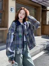 アメリカンビンテージ風グラフィティチェック柄ショートジャケット【学院風・フリル付き・秋春用】（セットアップ対応）