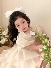 白色のパール調チュールリボン付きバタフライヘアクリップ【子供用・誕生日お祝い・花嫁の付属品】