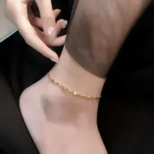 水に強い！輝く18Kゴールド製のシンプルリ  ップチェーンとアンクレット【セクシー・オールマイティデザイン】（セットアップ対応）