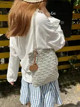 シェルバッグ レディース ハンドメイド かぎ編み シルバー糸 ワンショルダー インスタ映え 「AbbottVINTAGE」