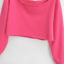 女性用カジュアルショートスウェットシャツ【オフショルダー・カットオフデザイン・ジャズダンス対応】