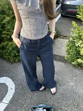 細斜紋デニムブレンドストレートパンツ【フィット・ウエスト周りが気にならない・女性用】