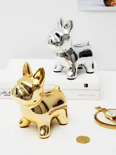 陶製ブルドッグ貯金箱【インテリア装飾・ユニークデザイン・硬貨収納】