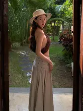 夏用ビーチリゾートコーディネート【ボヘミアンスタイル・ノースリーブ・オフショルダー・Aラインスカート】（セットアップ対応）