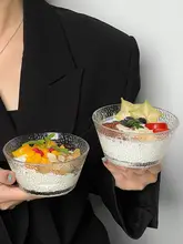 ハンマーテクスチャーのガラスボウル【デザート・朝食用オートミール・サラダ・アイスクリーム・燕窝】