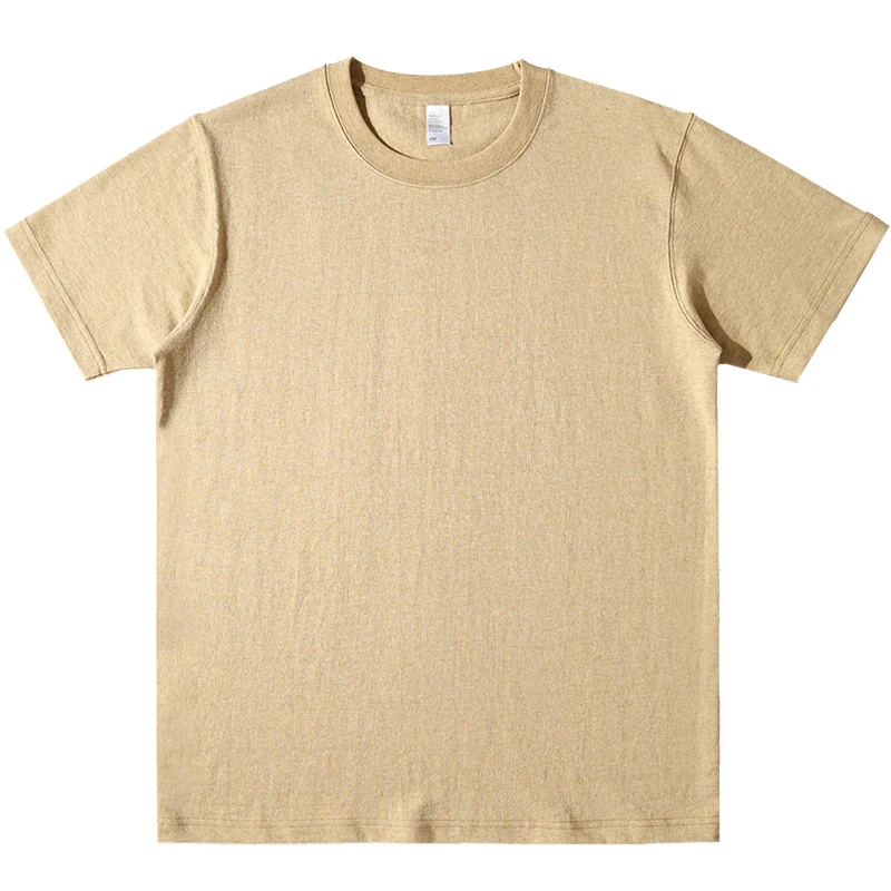 アメリカンコットンのカーキショートスリーブTシャツ：シンプルな服装 メンズ に最適な日常着の選択肢