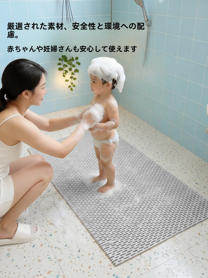 バスマット キッズ 男の子 女の子 滑り止め 転倒防止 カット自在 防水 バスルーム トイレ お風呂