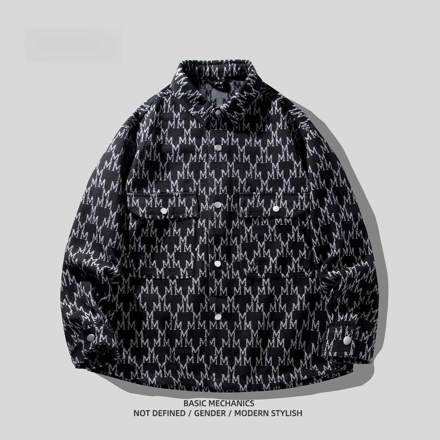 秋用 メンズデニムシャツ：ゆったりシルエットとジャカード柄のシンプルファッションガイド