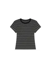 レトロアメリカン カラーラインストレー短袖Tシャツ【女性用・デザインフィット・夏用】