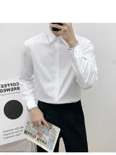 ビジネスカジュアル 黒の刺繍入  り長袖シャツ【シンプルデザイン・した襟】