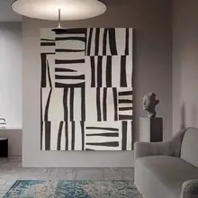 現代的なミニマリストラインデザインのリビングルーム装飾画【抽象的なテクスチャ・高級感あり・フロアアート】