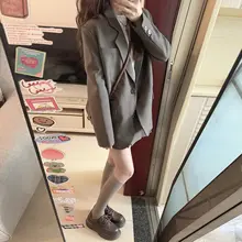 グレーのジャケット【韓国風・ゆったりシルエット・カジュアル・春秋用】