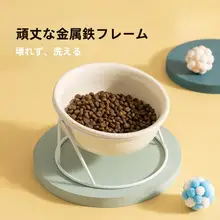 猫用セラミックダブルボウル【高脚・傾斜口・大容量・防倒れ・首に優しいデザイン】