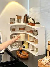 コーナー置物ラック【デスクトップ用・カップ収納・コーヒーコーナー・角型】