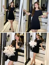 黒のフレアドレス【短袖・ドレスアップ用・女性用】