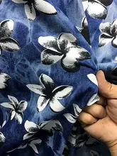 花柄デニム生地【上着やパンツに最適・DIY用】