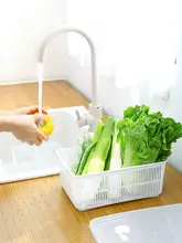 食品用野菜保存ボックス【二層構造・水切り機能付き・フルーツ収納可能】
