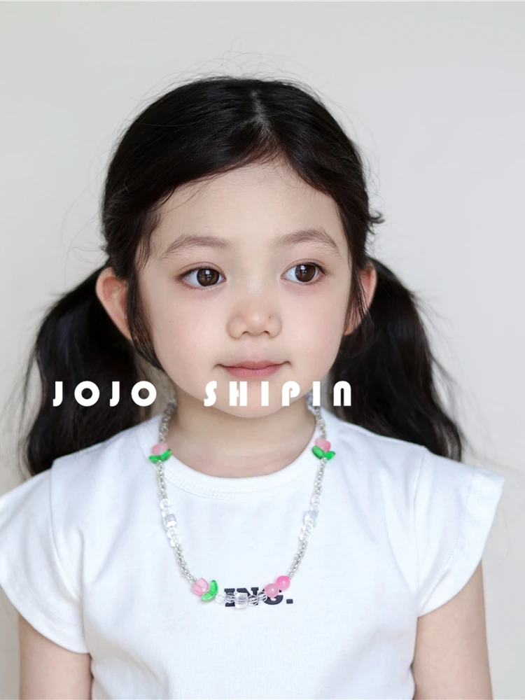 子供用カラフルチューリップクリスタルビーズネックレス：韓版デコレーションジュエリーの実用性と使い方
